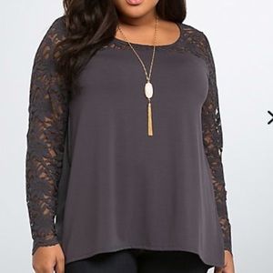 Torrid- Gray lace inset  Sweetheart Top